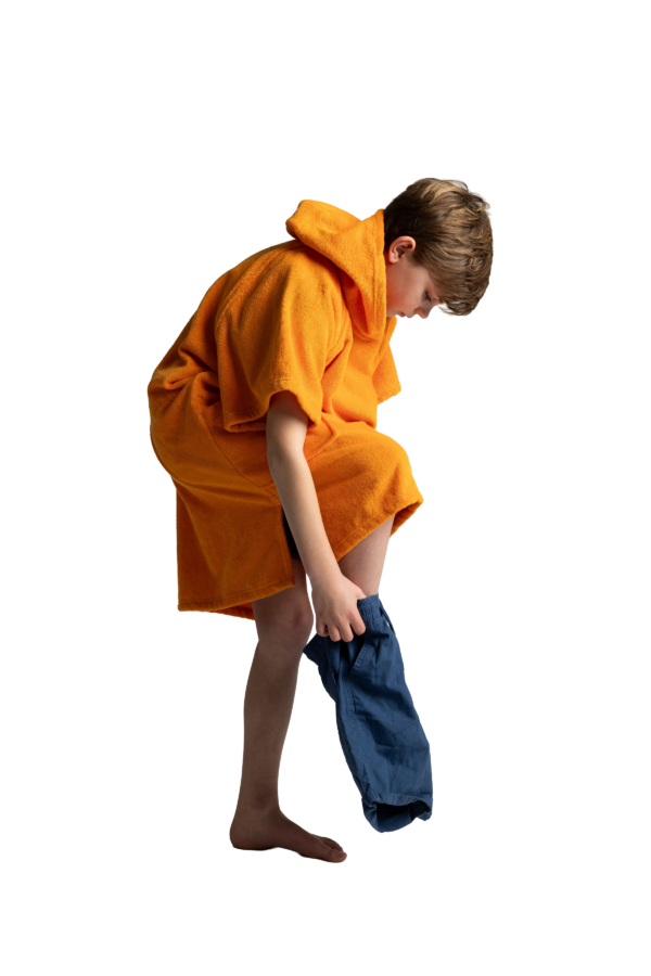 Kids towel change robe - Orange - Image 5