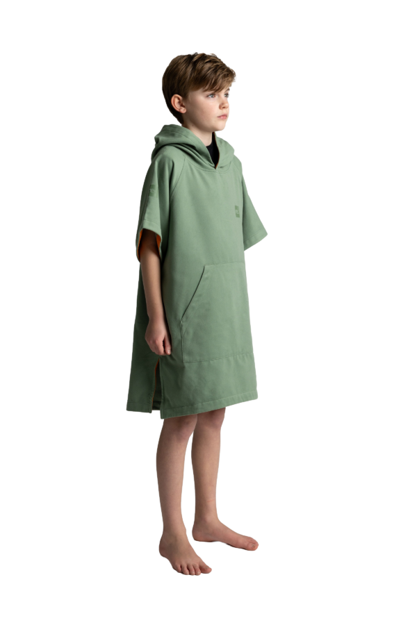 Kids Quick Dry Microfibre poncho - Sage Green - Image 2