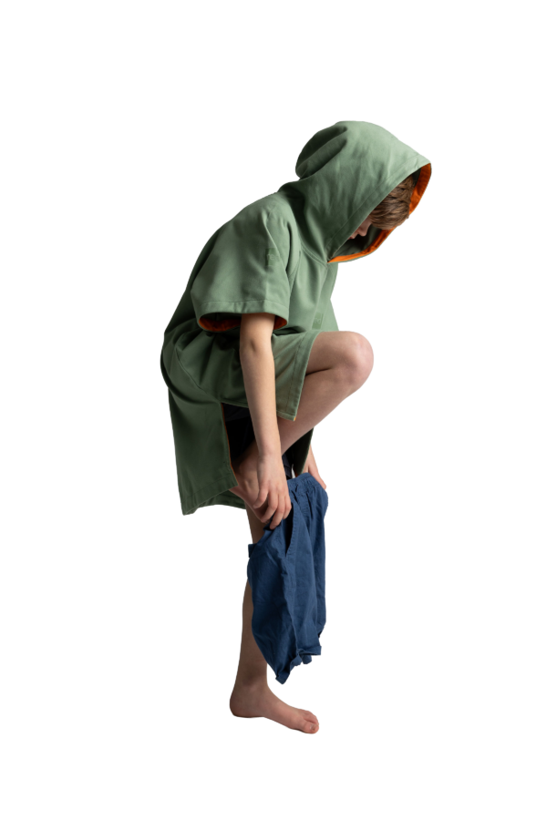 Kids Quick Dry Microfibre poncho - Sage Green - Image 5