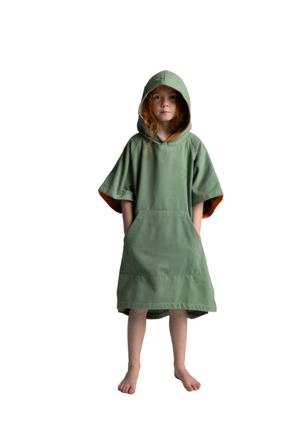 Kids Quick Dry Microfibre poncho - Sage Green - Image 6
