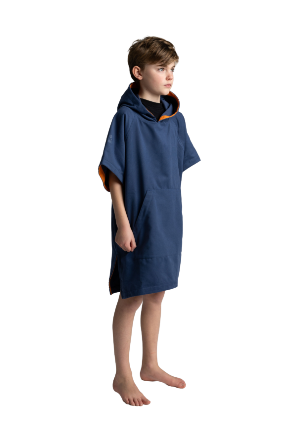 Kids Quick Dry Microfibre poncho - Admiral Blue - Image 2