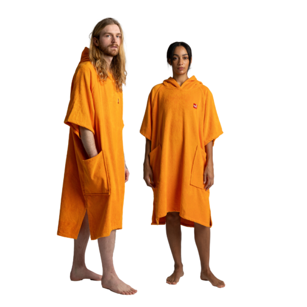 Red frotē pončo - Orange